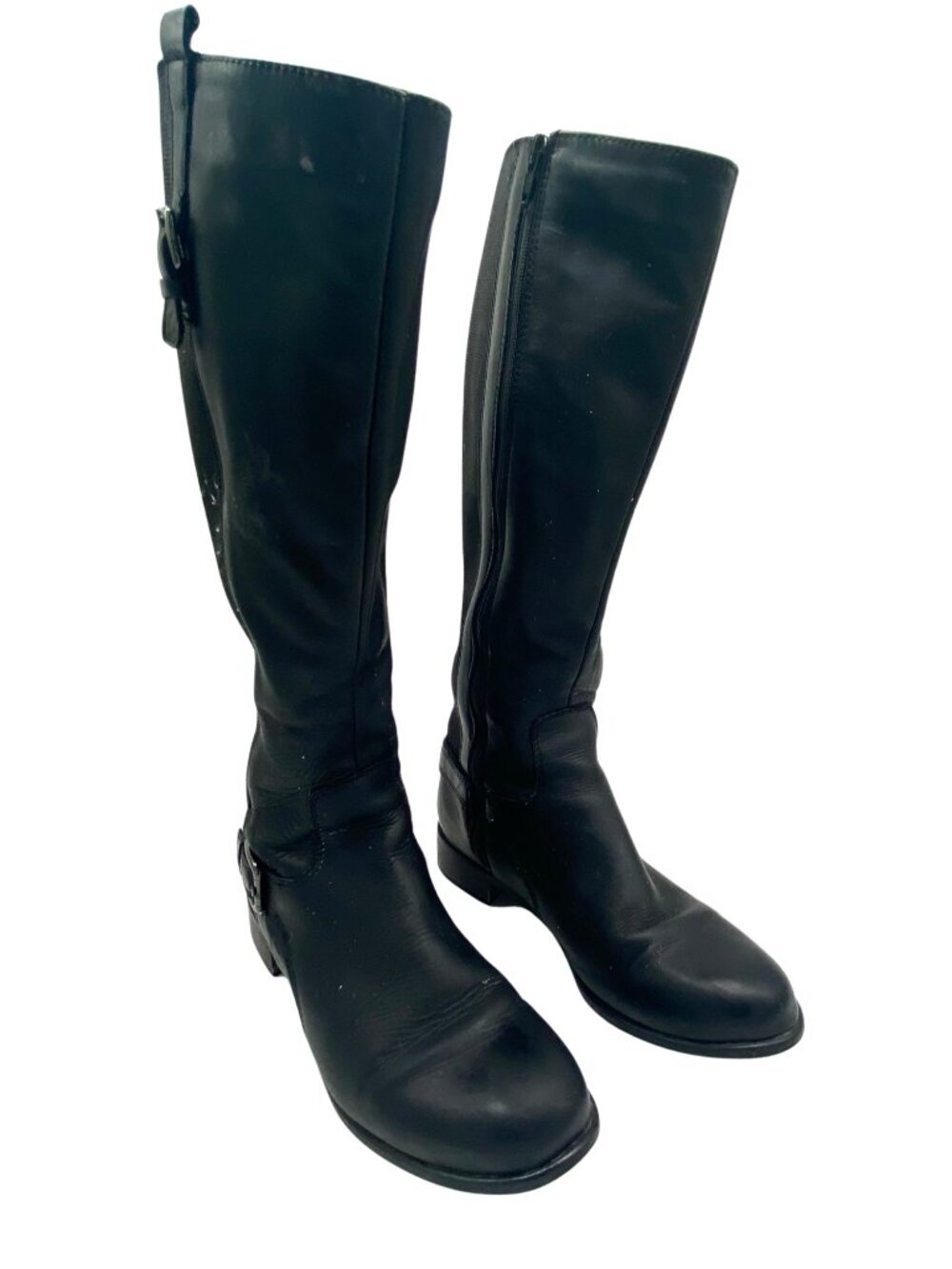 La Canadienne Stefanie Knee High Black Boot Round Toe Buckle Zip US 7.5M - Picture 4 of 10